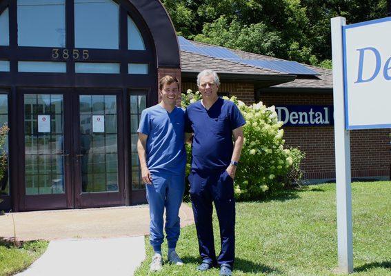 Dr. Richard Tosie (founder) and his son, Dr. Kyle Tosie (general dentist) outside of the practice.