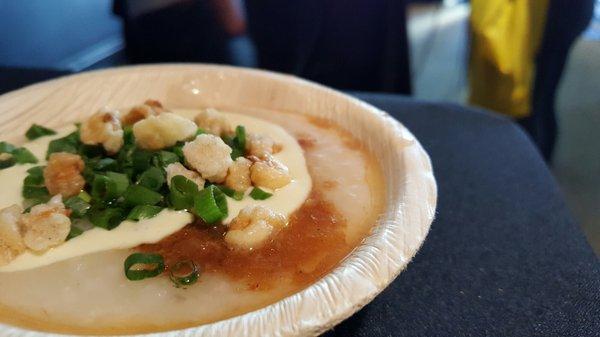 Chef Doherty's pork belly adobo congee.