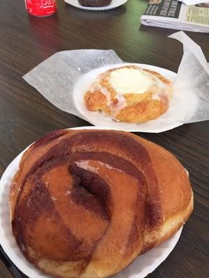 Cinnamon roll and cheese Danish