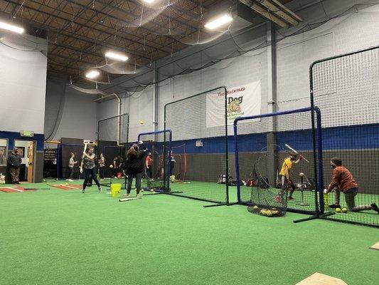 The JDog Backyard, a pitching and fielding room.