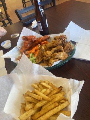 Party wings and seasoned fries!