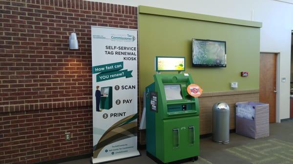 Tag kiosk to renew and print registrations.