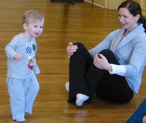 Little one dancing in Musical Mothering class, St Helena