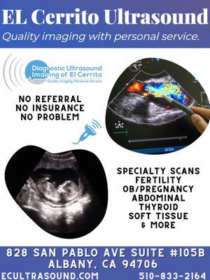 No open! No referral necessary diagnostic ultrasound services.