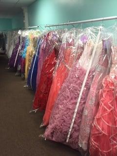 Plenty of gowns to choose from in stock