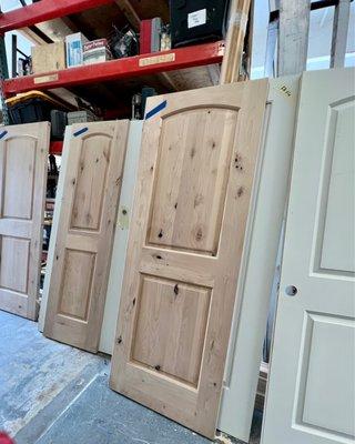 Knotty alderwood interior doors.