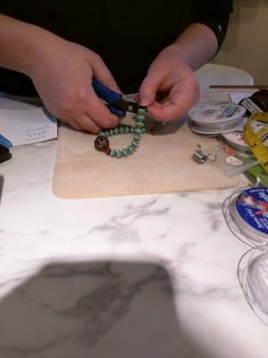 Making my bracelet.