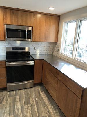 New kitchen with cherry cabinets