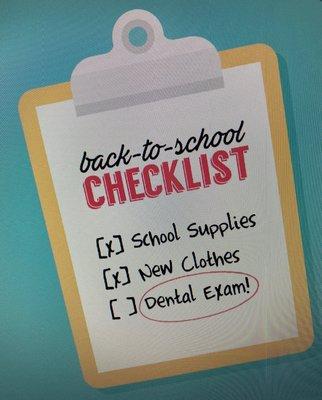 Back to school checklist, schedule your dental exam