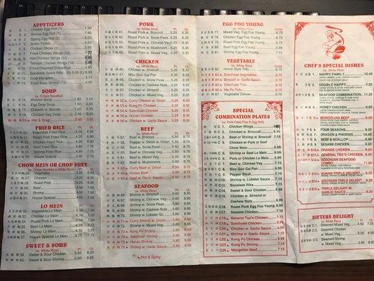 China Restaurant Menu page 2, its old but better than nothing!