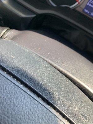 Crumbs on steering wheel