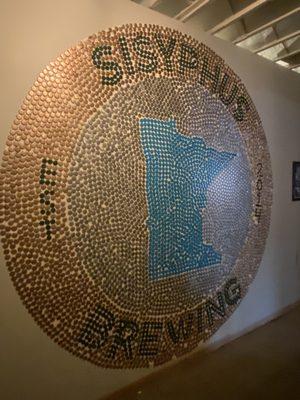 Cool mural made of bottle caps