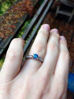 Montana sapphire set in a vintage setting