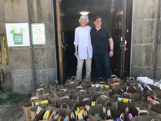 Delivering donations to the Centre Street Food Pantry in Newton.