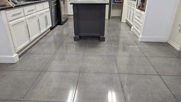 Grey dye, polished concrete, residential home