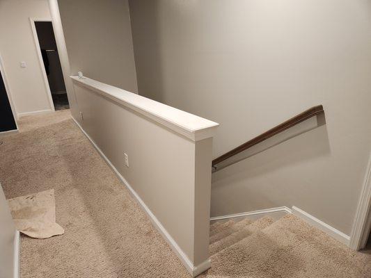 Staircase walls and trim.
Color is moonshot. 
In Lyman, SC.