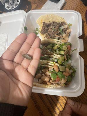 Tacos de piedra  azada y carnaza