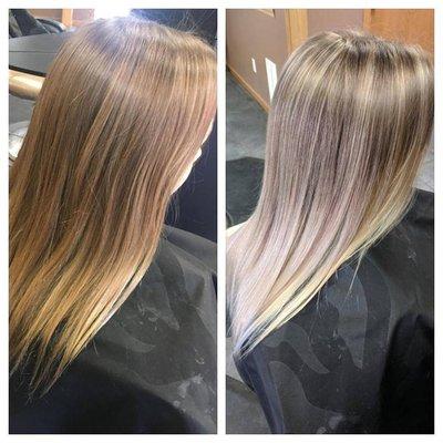 Ash-blonde Balyage done by Casey