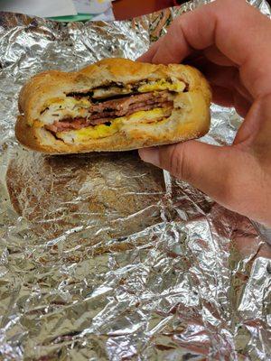 Pork Roll, egg, and cheese ....extra black pepper. Pretty solid breakfast sandwich.