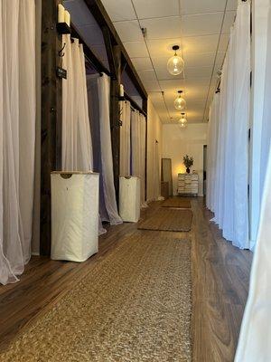 When the curtain reveals this beautiful hallway, most are surprised at how big and spacious our spa is!