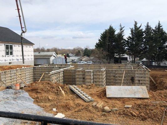 Foundation wall panels up and ready to pour concrete! Exciting