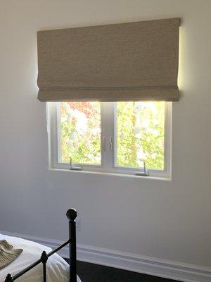 black out roman shades for guest room - beautiful fabric!