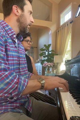 40-year old (me) learning piano.  Playing a duet within the first 4 months!