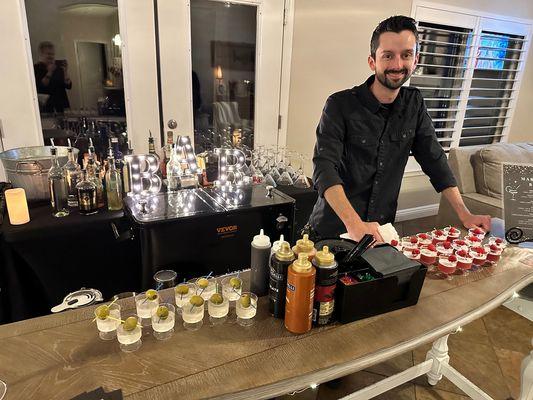 Our bartender having fun serving great cocktails