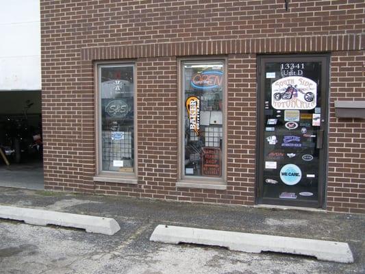 Main entrance to South Side Motorcycle Co.