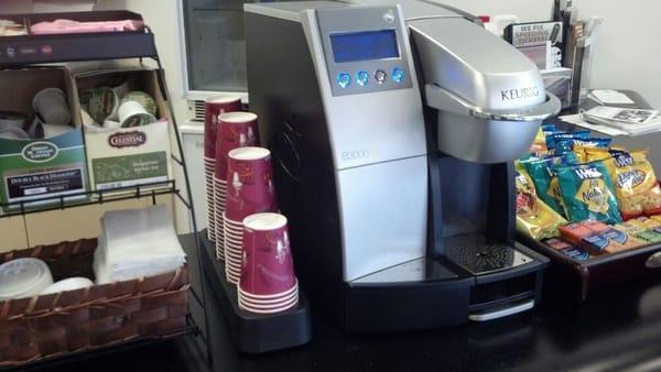 Keurig Coffee, Snacks and WiFi While You Wait