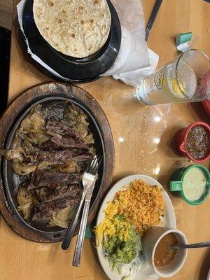 Traditional beef fajitas for one