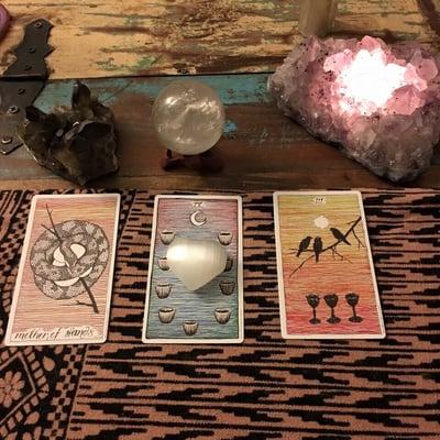 Jenn has an assortment of tarot decks, allowing her to intuitively chose how spirit wants to guide and speak to her clients' needs