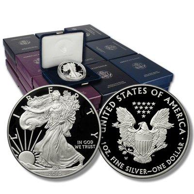 Proof American Silver Eagles in original government packaging.