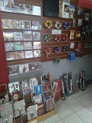 Entertainment Center include tambourines, gospel cds, amps accessories and more