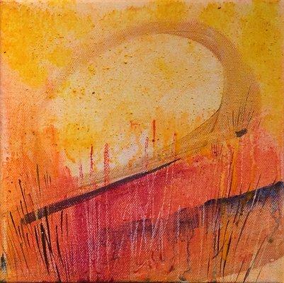 I See Yellow 07, Tom Relth, pigments on canvas 8 x 8 in (20 x20cm)