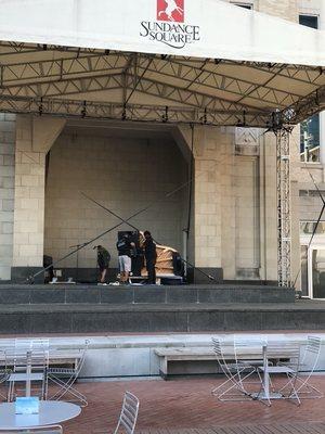 This Steinway & Sons model B will be played by a Cliburn International competitor here at the Sundance Square Stage