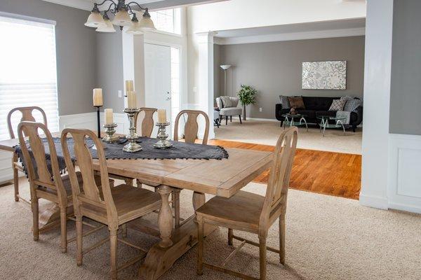 Comfortable dining in home stage