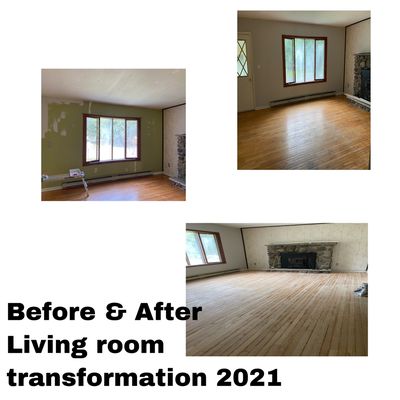 Before and After flooring and paint transformation.