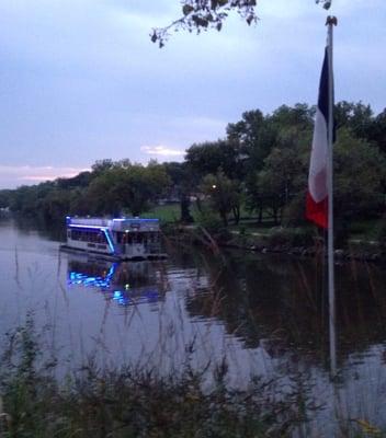 Empress Riverboat cruise down the Iowa river viewed from Cabin Cove