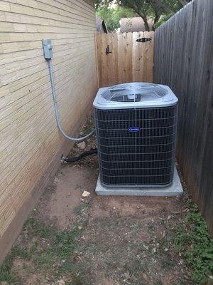 Carrier Heatpump condenser installed for a customer.