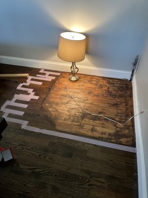 A customer wanted just a patch repair. I sand and stained to match surrounding flooring.