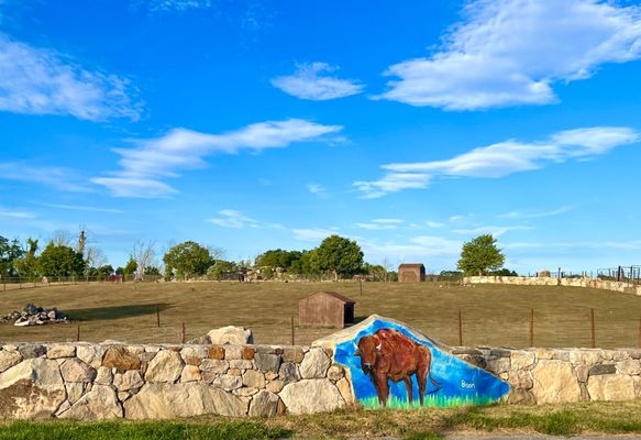 Animal artwork on outside wall