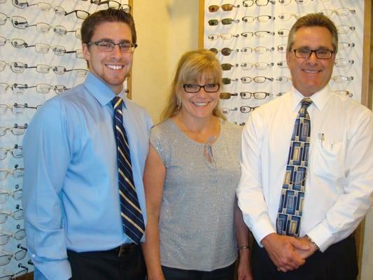 From left to right: Justin Kraushaar OD, Sheila Kraushaar FNAO, Jeffrey Kraushaar OD