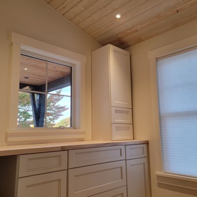 Wood ceiling, cabinets