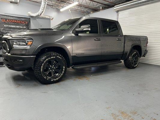 Beautiful Ram 1500 Rebel received our 5 year coating and Ceramic IR tint!