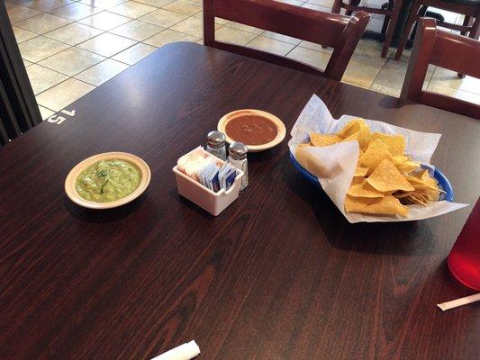 Chips, Guac and salsa.