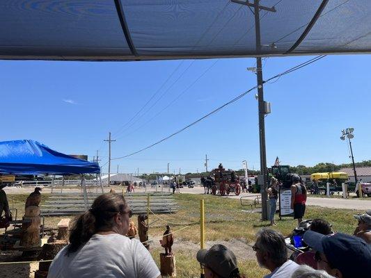 Chainsaw sculptures n horses w beer!