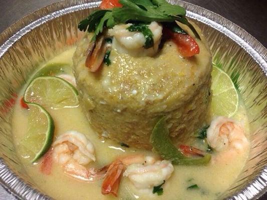 Mofongo de camarones al ajillo