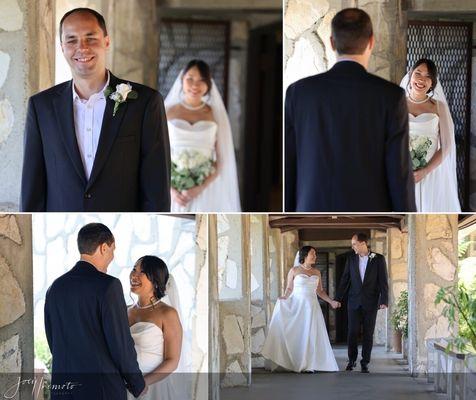 Bride in wedding dress and groom