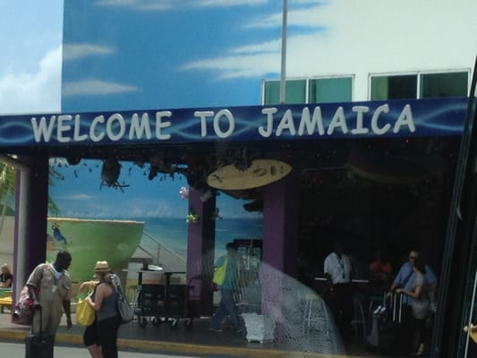 Arriving at the airport in Montego Bay, Jamaica